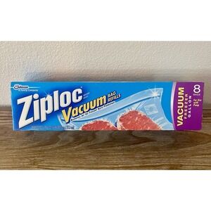8 Ziploc Vacuum Gallon‎ Freezer Bag Refills Food Storage Use w/Pump Sealed NOS!